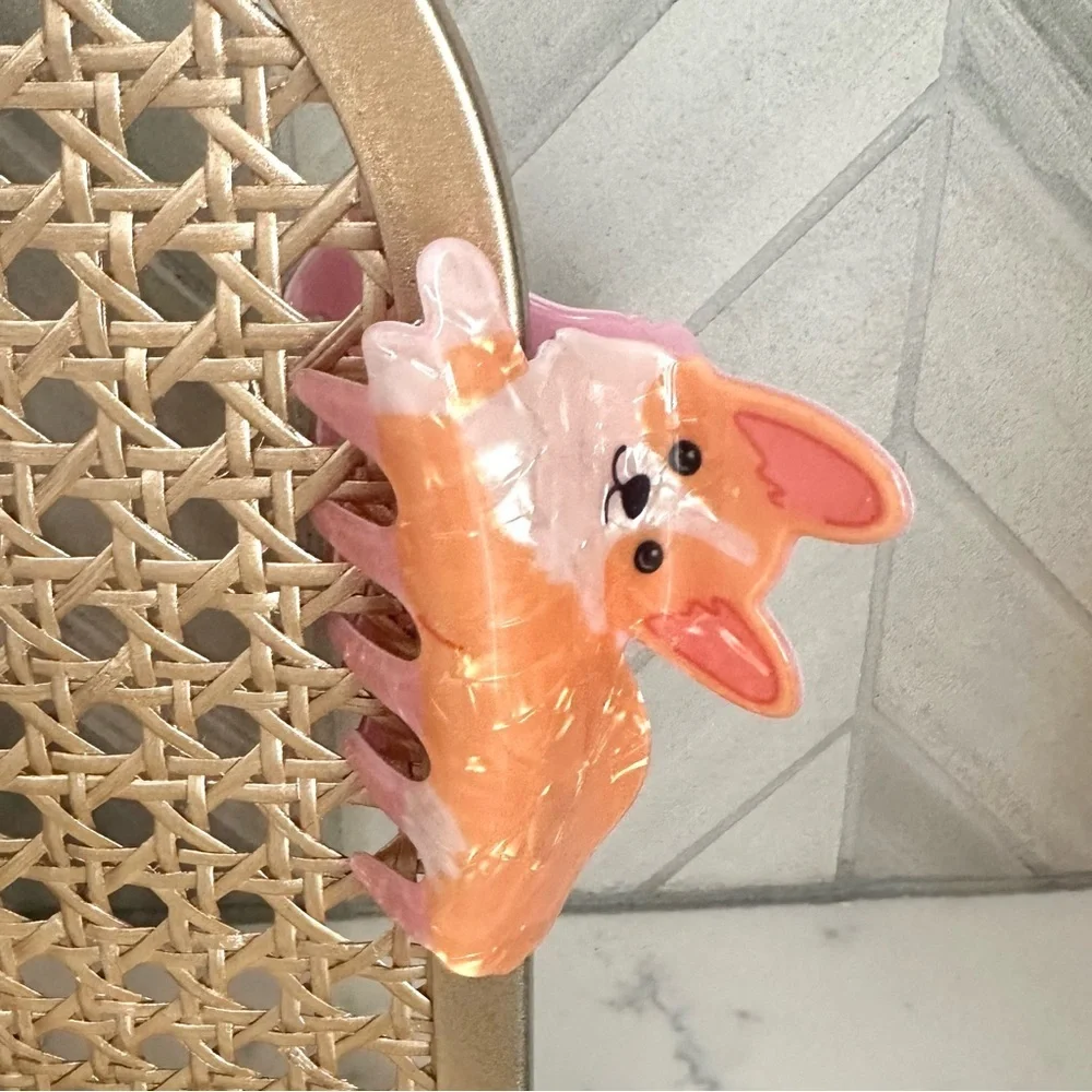 3/$22🩶  Corgi Dog Claw Clip Novelty Hair Accessory Acrylic Hair Clip Puppy NEW